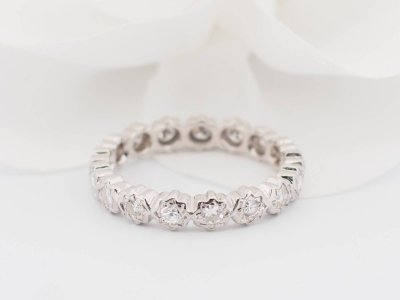 Amerikanischer Ehering aus Weißgold und 0,70 ct Diamanten