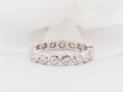 Amerikanischer Ehering aus Weißgold und 0,70 ct Diamanten