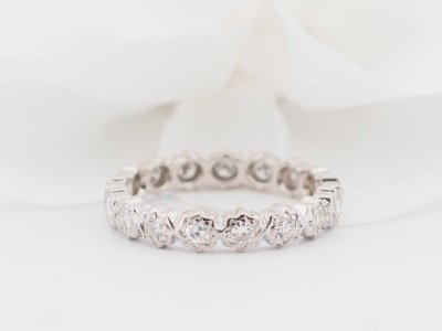 Amerikanischer Ehering aus Weißgold und 0,70 ct Diamanten