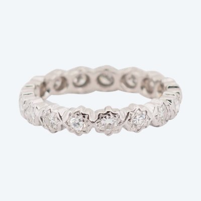 Amerikanischer Ehering aus Weißgold und 0,70 ct Diamanten