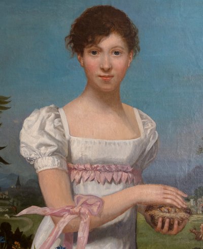 Großes Portrait einer jungen Frau aus der Empirezeit - Allegorie der Fruchtbarkeit, HST 108cm x 135cm