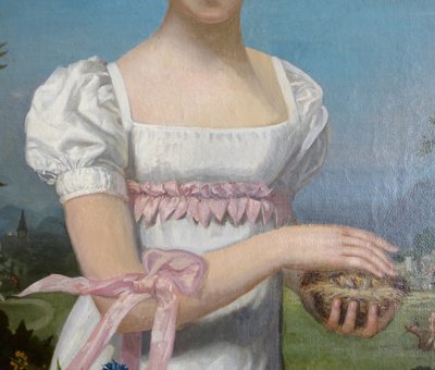 Großes Portrait einer jungen Frau aus der Empirezeit - Allegorie der Fruchtbarkeit, HST 108cm x 135cm