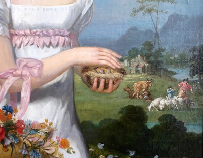 Großes Portrait einer jungen Frau aus der Empirezeit - Allegorie der Fruchtbarkeit, HST 108cm x 135cm