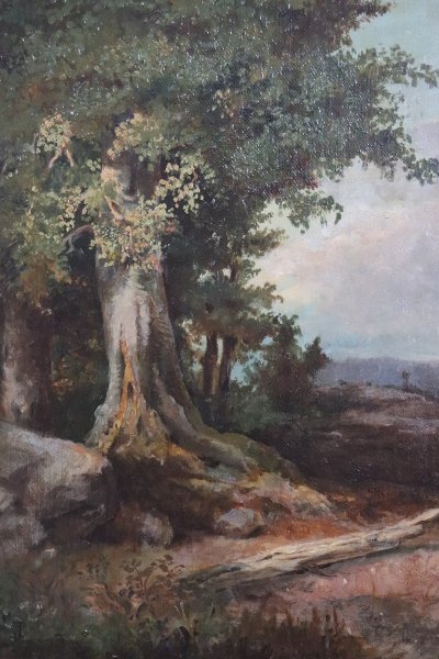 Waldlandschaft, Ölgemälde auf Leinwand, Ende 19. Jh.