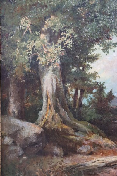 Waldlandschaft, Ölgemälde auf Leinwand, Ende 19. Jh.