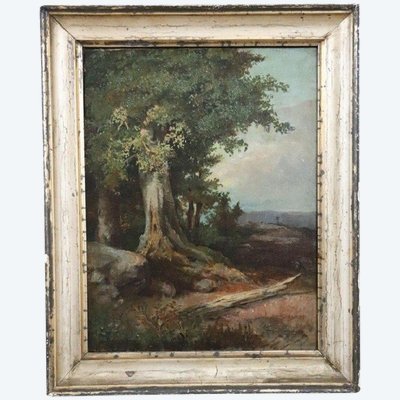 Waldlandschaft, Ölgemälde auf Leinwand, Ende 19. Jh.