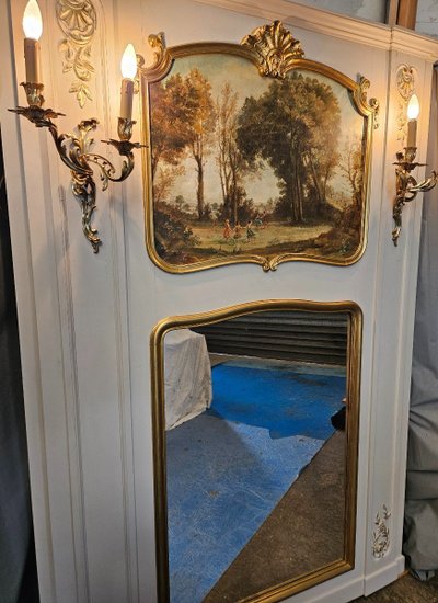 Trumeau De Boiserie - dipinto - specchio e lampadari del XIX secolo                                