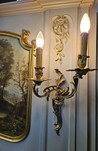 Trumeau De Boiserie - dipinto - specchio e lampadari del XIX secolo                                
