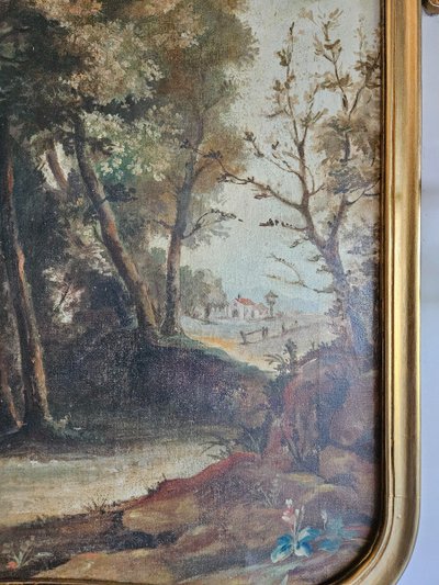 Trumeau De Boiserie - dipinto - specchio e lampadari del XIX secolo                                
