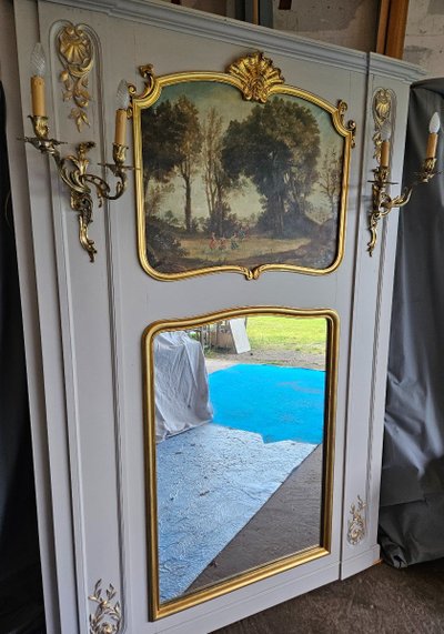 Trumeau De Boiserie - dipinto - specchio e lampadari del XIX secolo                                