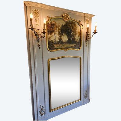 Trumeau De Boiserie - dipinto - specchio e lampadari del XIX secolo                                