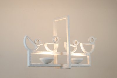 Lampadario rettangolare in gesso con decorazione a forma di uccello. Codice articolo: LS62652409P