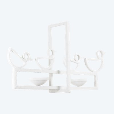Lampadario rettangolare in gesso con decorazione a forma di uccello. Codice articolo: LS62652409P