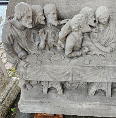 Eccezionale scultura in pietra a bassorilievo - Inizio del XIX secolo - Cena L'ultima cena di Gesù