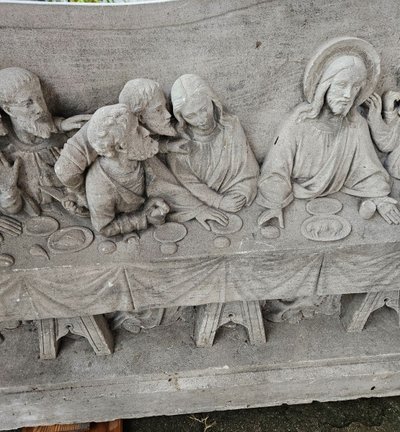 Eccezionale scultura in pietra a bassorilievo - Inizio del XIX secolo - Cena L'ultima cena di Gesù