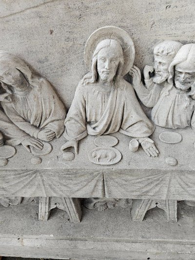 Eccezionale scultura in pietra a bassorilievo - Inizio del XIX secolo - Cena L'ultima cena di Gesù