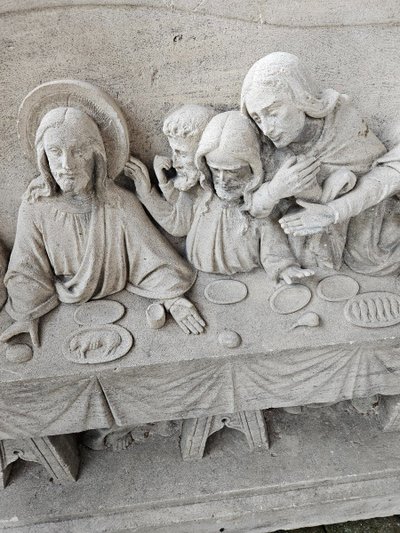 Eccezionale scultura in pietra a bassorilievo - Inizio del XIX secolo - Cena L'ultima cena di Gesù