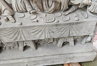 Eccezionale scultura in pietra a bassorilievo - Inizio del XIX secolo - Cena L'ultima cena di Gesù
