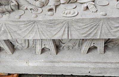 Eccezionale scultura in pietra a bassorilievo - Inizio del XIX secolo - Cena L'ultima cena di Gesù