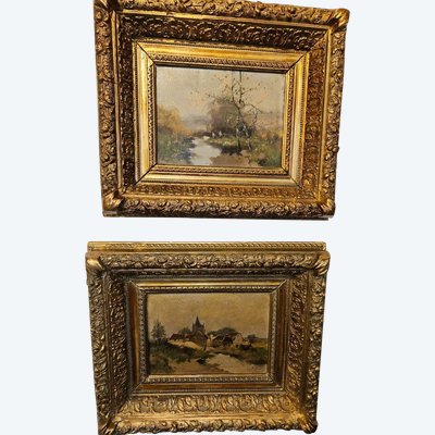 Paar Gemälde des Malers Eugène Galien Laloue – signiert Léon Dupuy.  19. Jahrhundert.