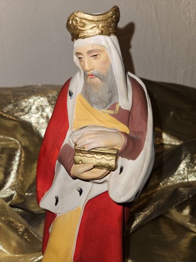 Nativity Figure - Polychrome Plaster - Three Wise Men - Height 31cm -