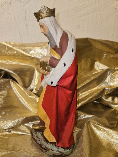 Nativity Figure - Polychrome Plaster - Three Wise Men - Height 31cm -