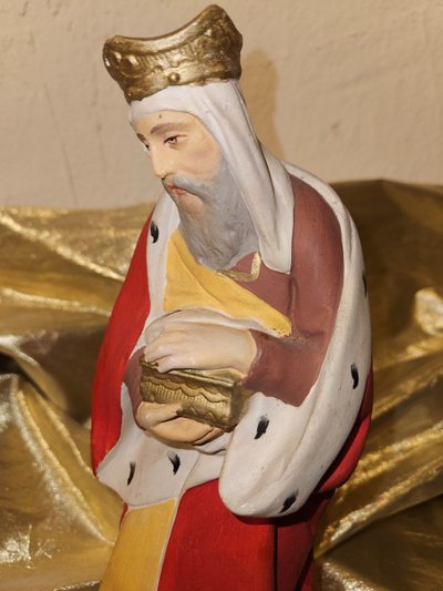 Nativity Figure - Polychrome Plaster - Three Wise Men - Height 31cm -