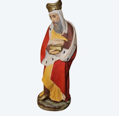 Nativity Figure - Polychrome Plaster - Three Wise Men - Height 31cm -