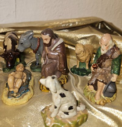 Polychrome Plaster Nativity Scene, Early 20th Century.