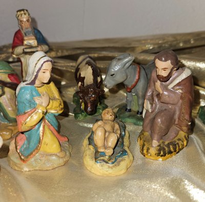Polychrome Plaster Nativity Scene, Early 20th Century.