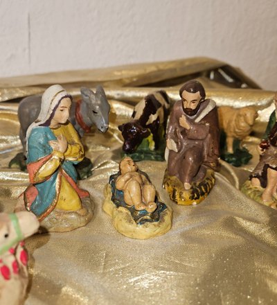 Polychrome Plaster Nativity Scene, Early 20th Century.