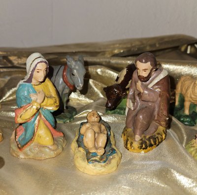 Polychrome Plaster Nativity Scene, Early 20th Century.