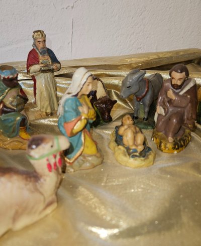 Polychrome Plaster Nativity Scene, Early 20th Century.