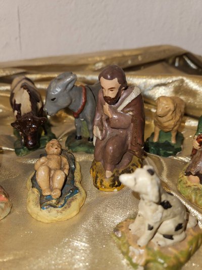 Polychrome Plaster Nativity Scene, Early 20th Century.
