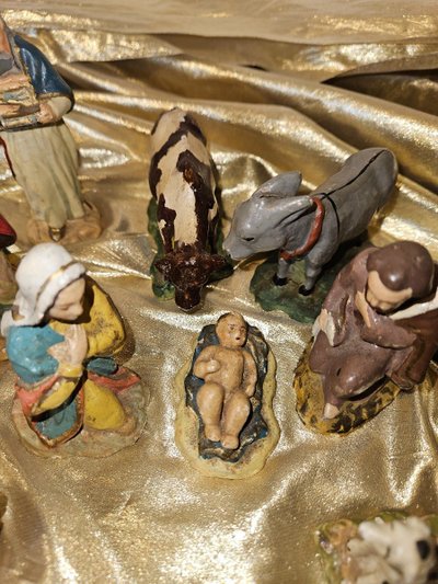 Polychrome Plaster Nativity Scene, Early 20th Century.