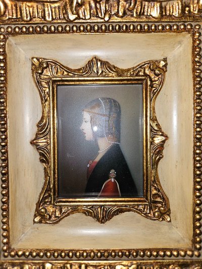 Miniature on Ivory representing Beatrice d'Este, Queen of Hungary - 19th century -