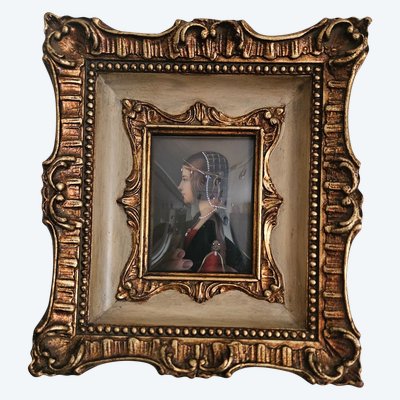 Miniature on Ivory representing Beatrice d'Este, Queen of Hungary - 19th century -
