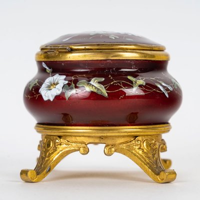 Scatolina in bronzo dorato e smalto, fine XIX secolo