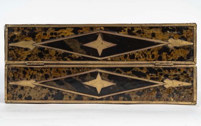 Segretaria da viaggio in intarsio boulle e guscio di tartaruga, fine XIX secolo