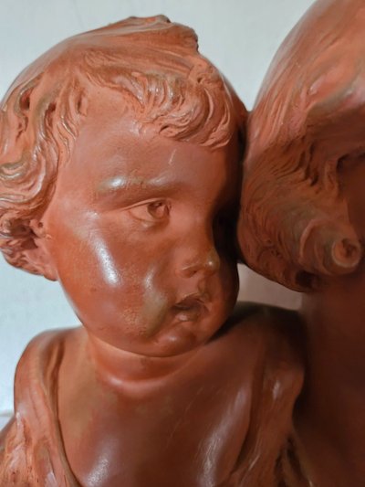 Patinated Terracotta Sculpture by P. Dumont - Art Deco period -