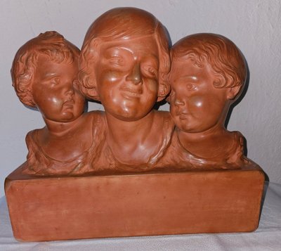 Patinated Terracotta Sculpture by P. Dumont - Art Deco period -