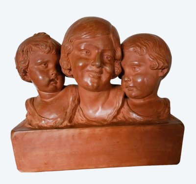 Patinated Terracotta Sculpture by P. Dumont - Art Deco period -