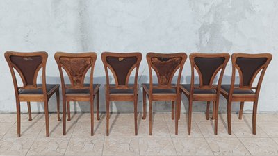Louis Majorelle  6 chaises Art Nouveau  Chicorée 1900