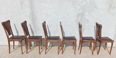 Louis Majorelle  6 chaises Art Nouveau  Chicorée 1900