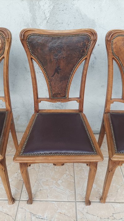 Louis Majorelle  6 chaises Art Nouveau  Chicorée 1900
