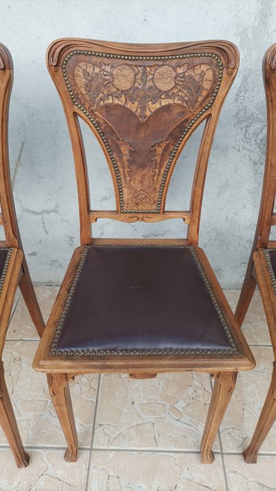Louis Majorelle  6 chaises Art Nouveau  Chicorée 1900
