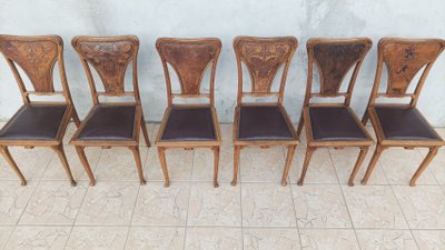 Louis Majorelle  6 chaises Art Nouveau  Chicorée 1900
