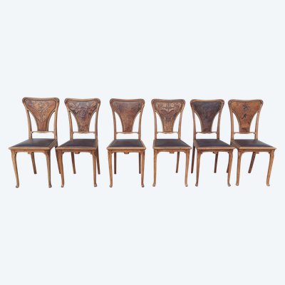 Louis Majorelle  6 chaises Art Nouveau  Chicorée 1900