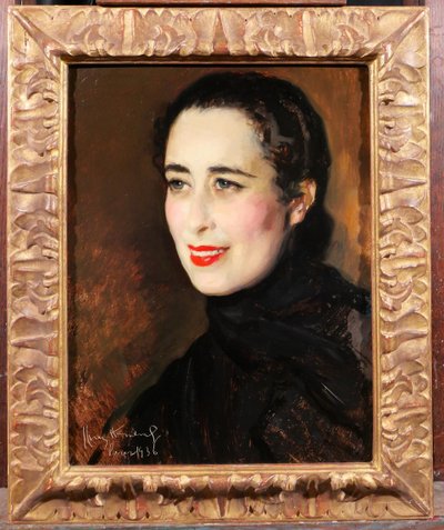 José Cruz Herrera 1890-1972 Porträt einer Frau, Gemälde, Oribida Nahon, 1936, Art Deco