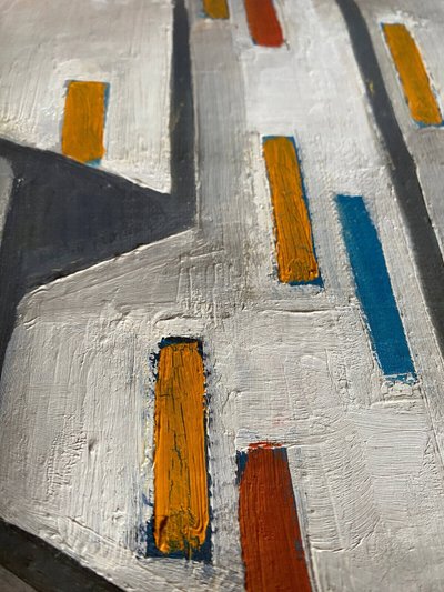 Tableau Huile sur Toile Cubisme par Guy Feinstein (né en 1929) "L'atelier de l'artiste" 1956